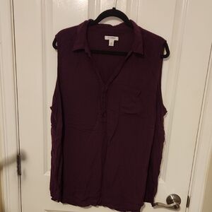 Blank NYC Purple Notched Collar Sleeveless Top